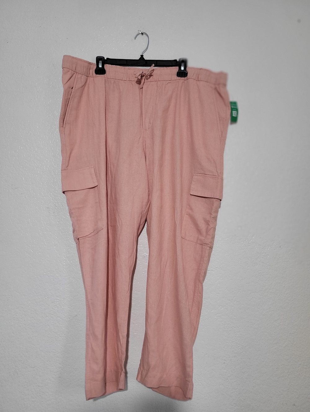 NWT Gap Mid Rise Linen Rayon Blend Blush Pink Cargo Pants Trousers Size XXL - Picture 2 of 11